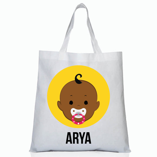 Personalized kids tote bag – personalised baby face with custom name | myartworkplate.com