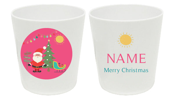 8oz cup - my design - santas sleigh - pink
