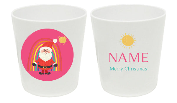 8oz cup - my design - rainbow santa - pink