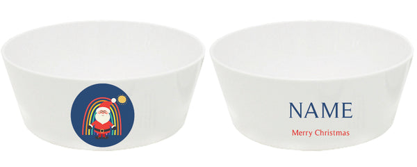 bowl - my design - rainbow santa - blue