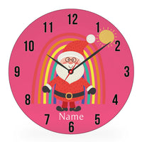clock - my design - rainbow santa - pink