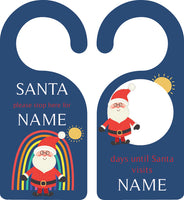 door hanger - my design - rainbow santa - blue