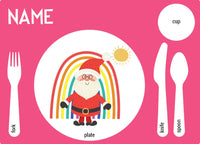 placemat - my design - rainbow santa - pink