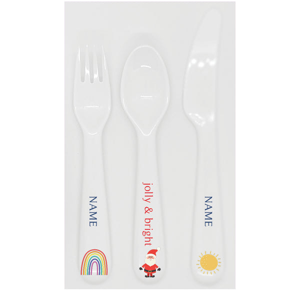 utensils - my design - rainbow santa - blue