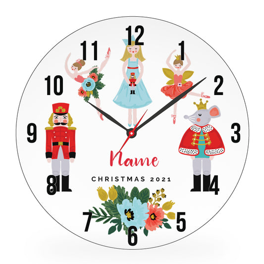 Personalized kids wall clock – Christmas nutcracker design | myartworkplate.com
