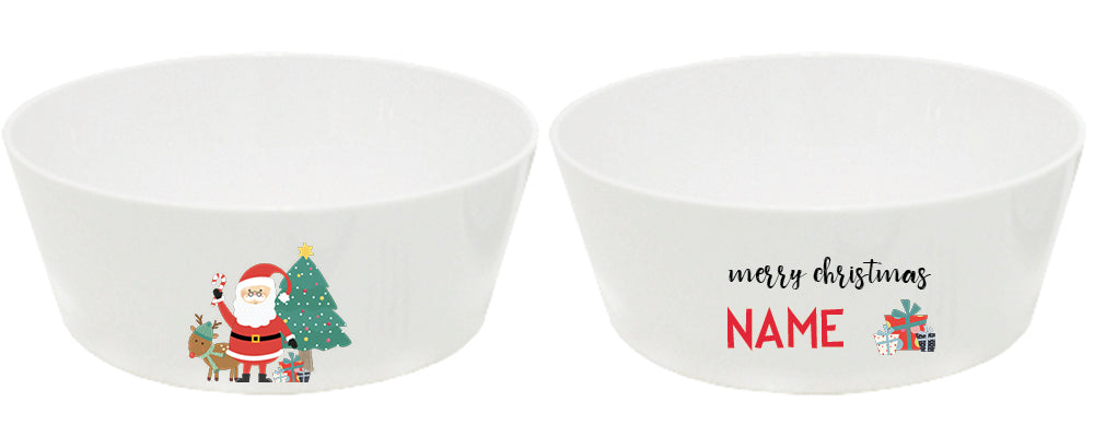 Personalized kids snack bowl – family Christmas festive design | myartworkplate.com