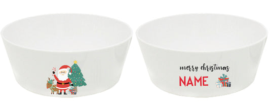 Personalized kids snack bowl – family Christmas festive design | myartworkplate.com