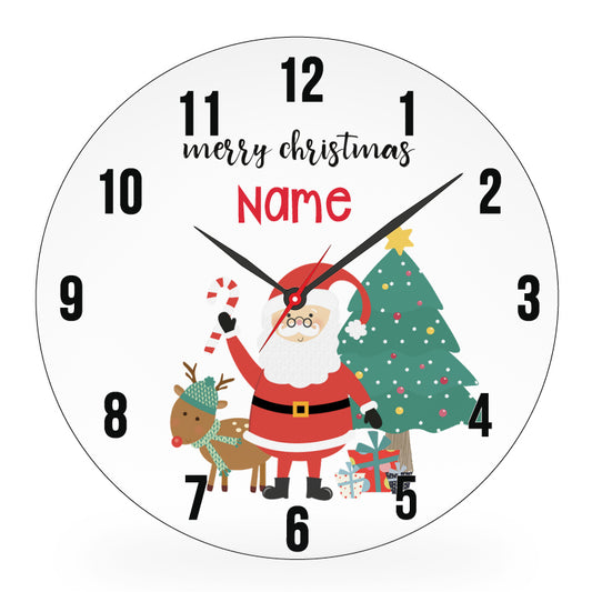 Personalized kids wall clock – family Christmas festive design | myartworkplate.com