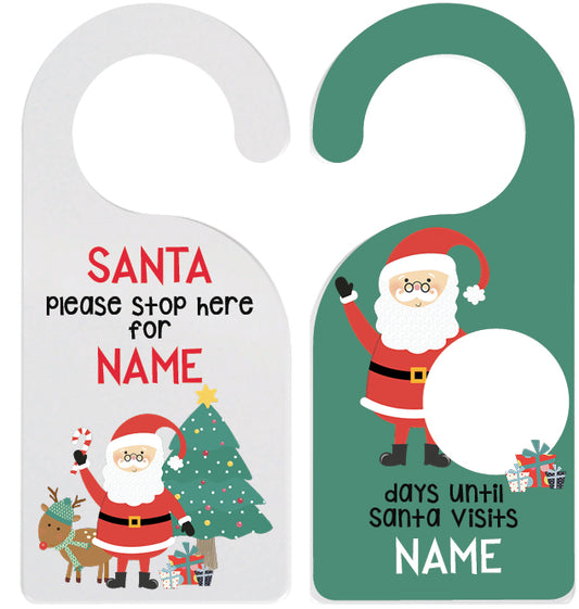 Personalized kids door hanger – family Christmas festive design | myartworkplate.com