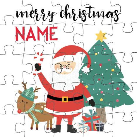 Personalized 25-piece kids jigsaw puzzle – family Christmas festive design | myartworkplate.com