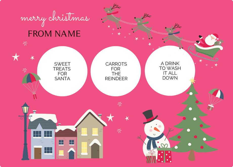 Personalized kids Christmas placemat and cup set – Christmas Eve village scene design | myartworkplate.com – lifestyle shot