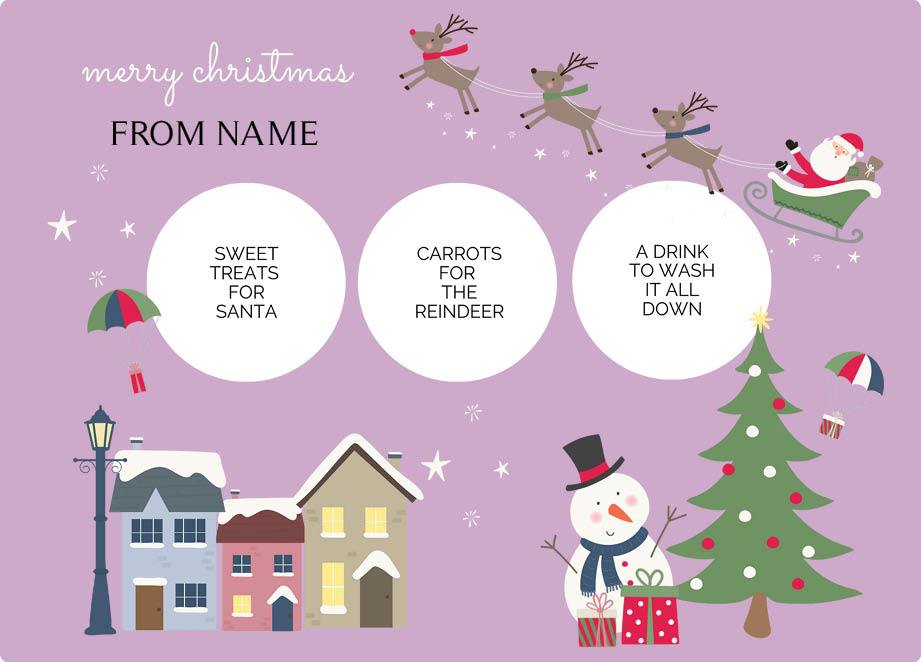 Personalized kids Christmas placemat and cup set – Christmas Eve village scene design | myartworkplate.com – size guide