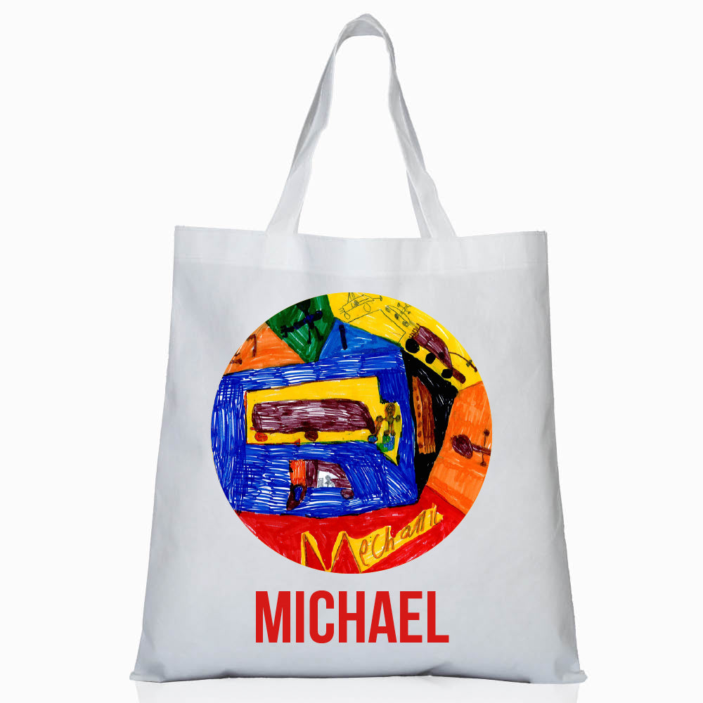 Personalized kids tote bag – custom kids artwork or drawing upload | myartworkplate.com