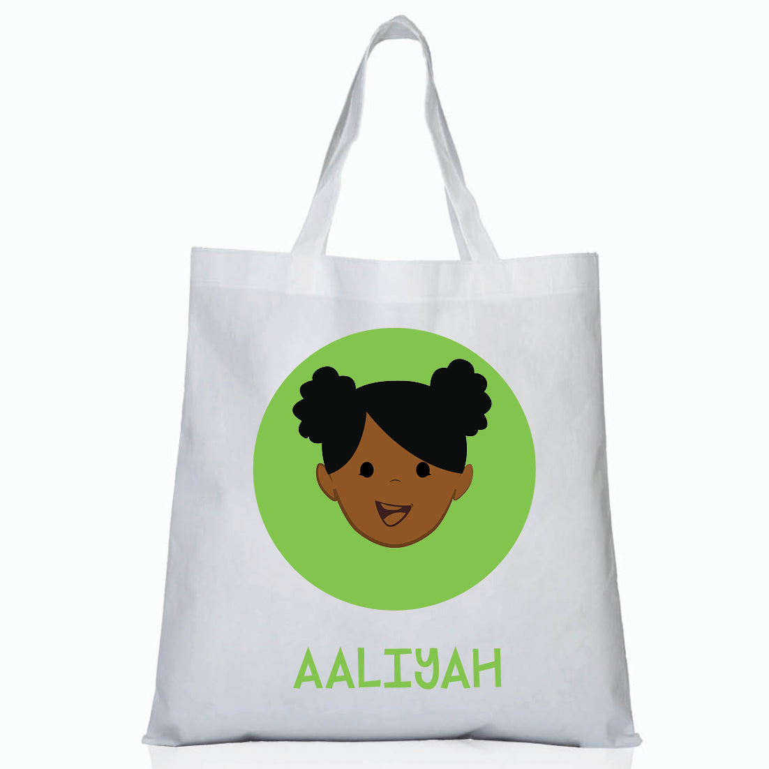 Personalized kids tote bag – personalised girl face with custom name | myartworkplate.com