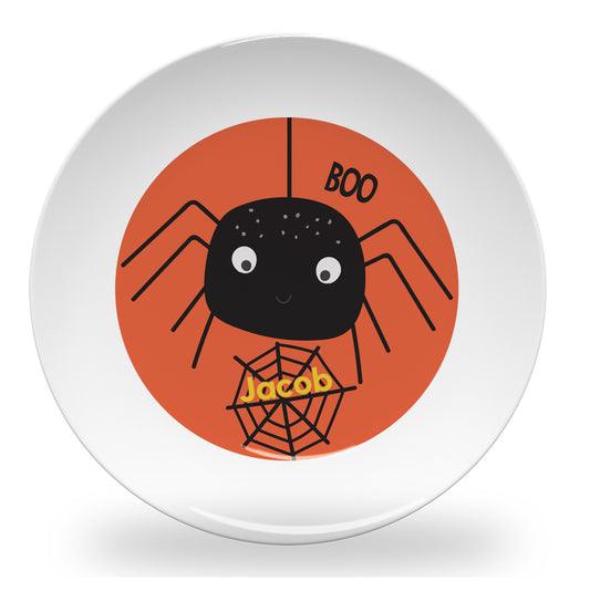 Personalized kids plate – Halloween spider design | myartworkplate.com