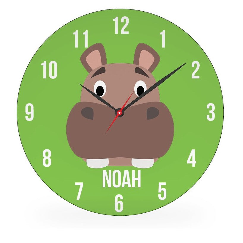 Personalized kids wall clock – fun animal face – choose your favourite animal | myartworkplate.com
