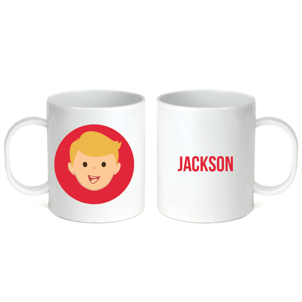 Personalized 11oz kids mug – personalised boy face with custom name | myartworkplate.com