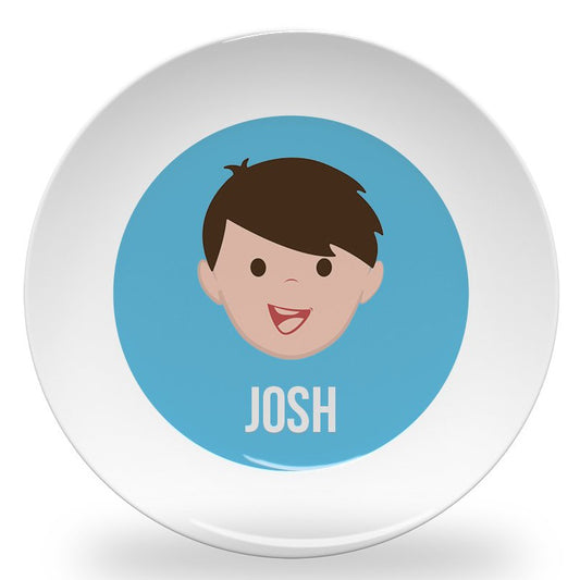 Personalized kids plate – build-a-face boy – customise hair, eyes and name | myartworkplate.com