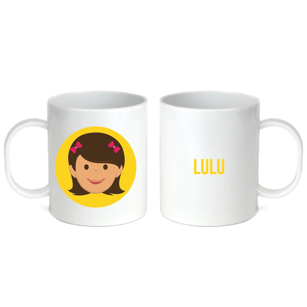 Personalized 11oz kids mug – personalised girl face with custom name | myartworkplate.com