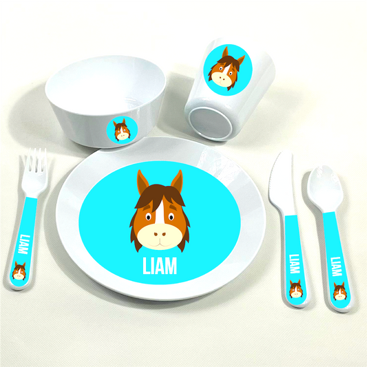 6-piece personalized kids mealtime set – custom personalised design | myartworkplate.com