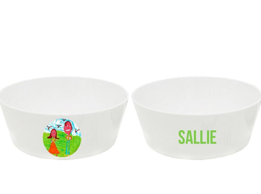 Personalized kids snack bowl – custom kids artwork or drawing upload | myartworkplate.com