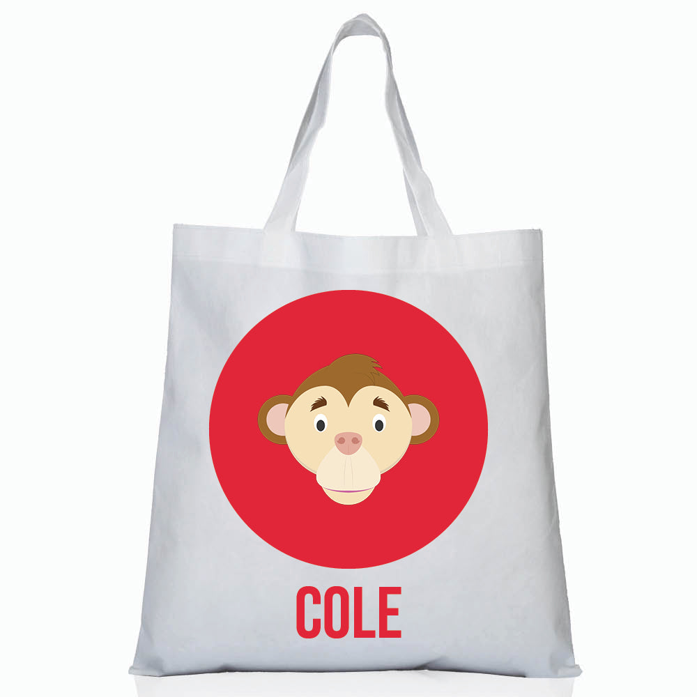Personalized kids tote bag – fun animal face – choose your favourite animal | myartworkplate.com – front view