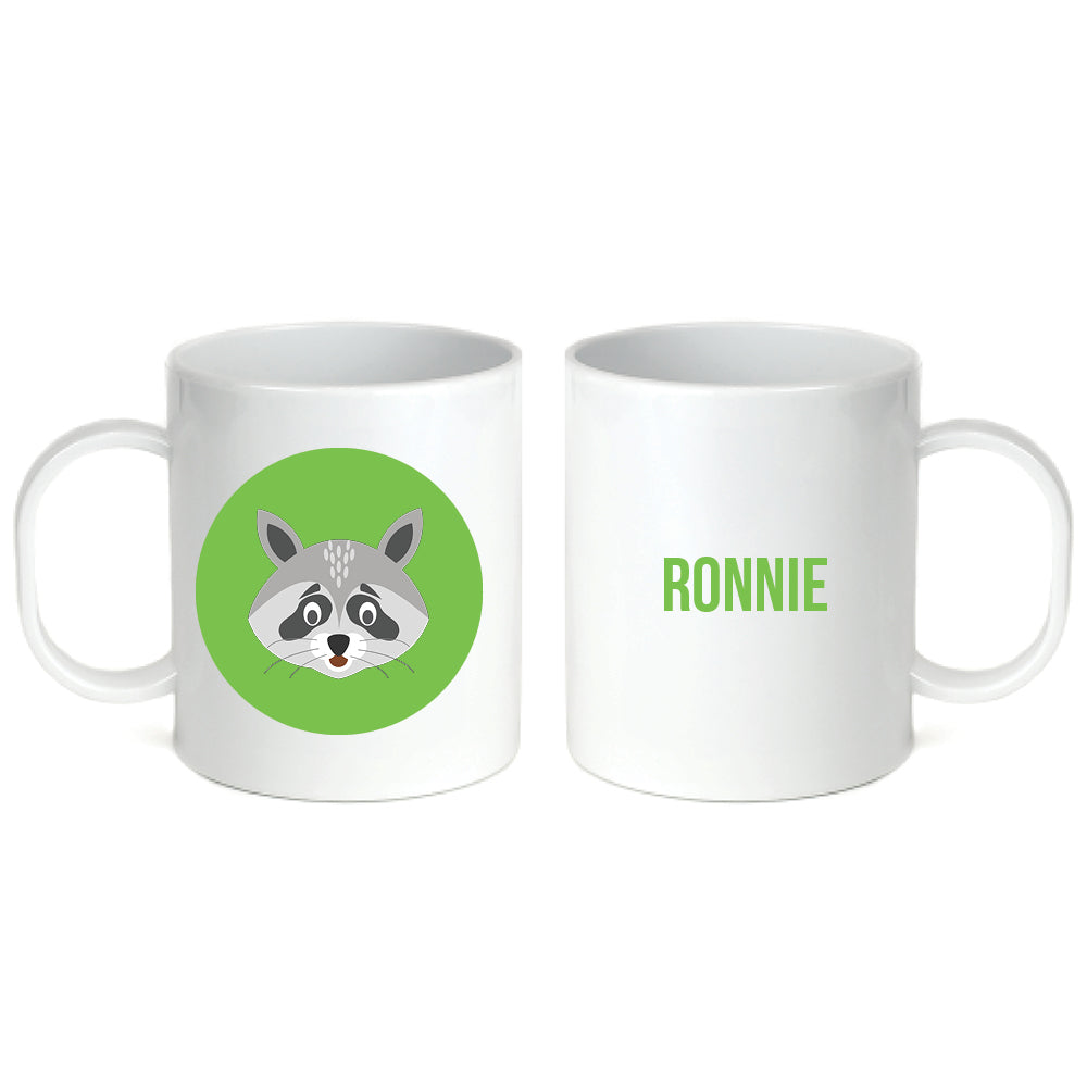Personalized 11oz kids mug – fun animal face – choose your favourite animal | myartworkplate.com – front view