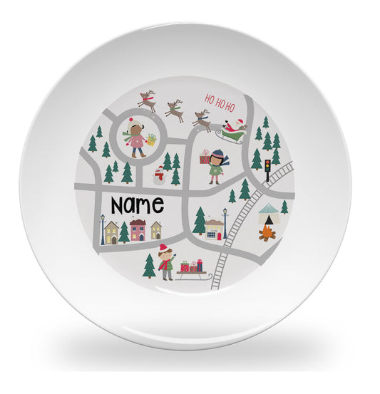 Personalized kids plate – road train and map design | myartworkplate.com
