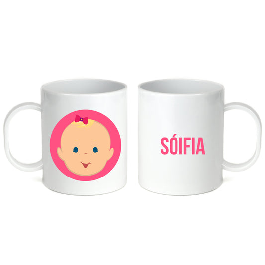 Personalized 11oz kids mug – personalised baby face with custom name | myartworkplate.com