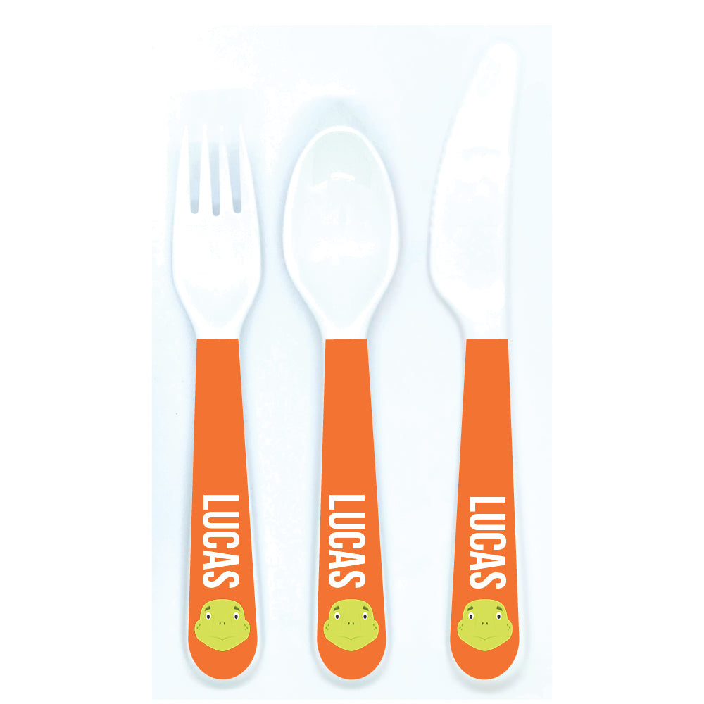 Personalized kids utensil set – fun animal face – choose your favourite animal | myartworkplate.com