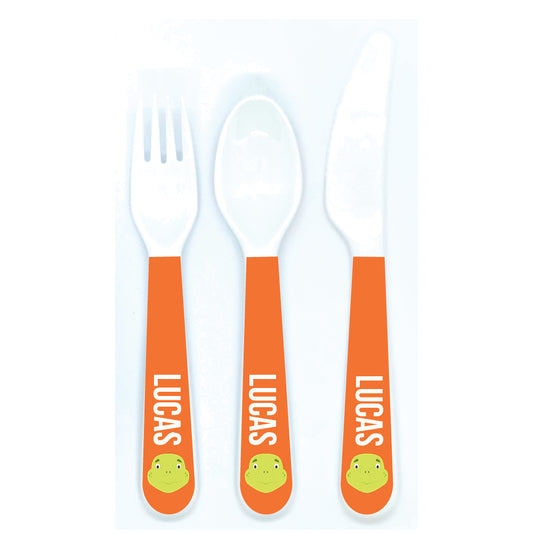Personalized kids utensil set – fun animal face – choose your favourite animal | myartworkplate.com