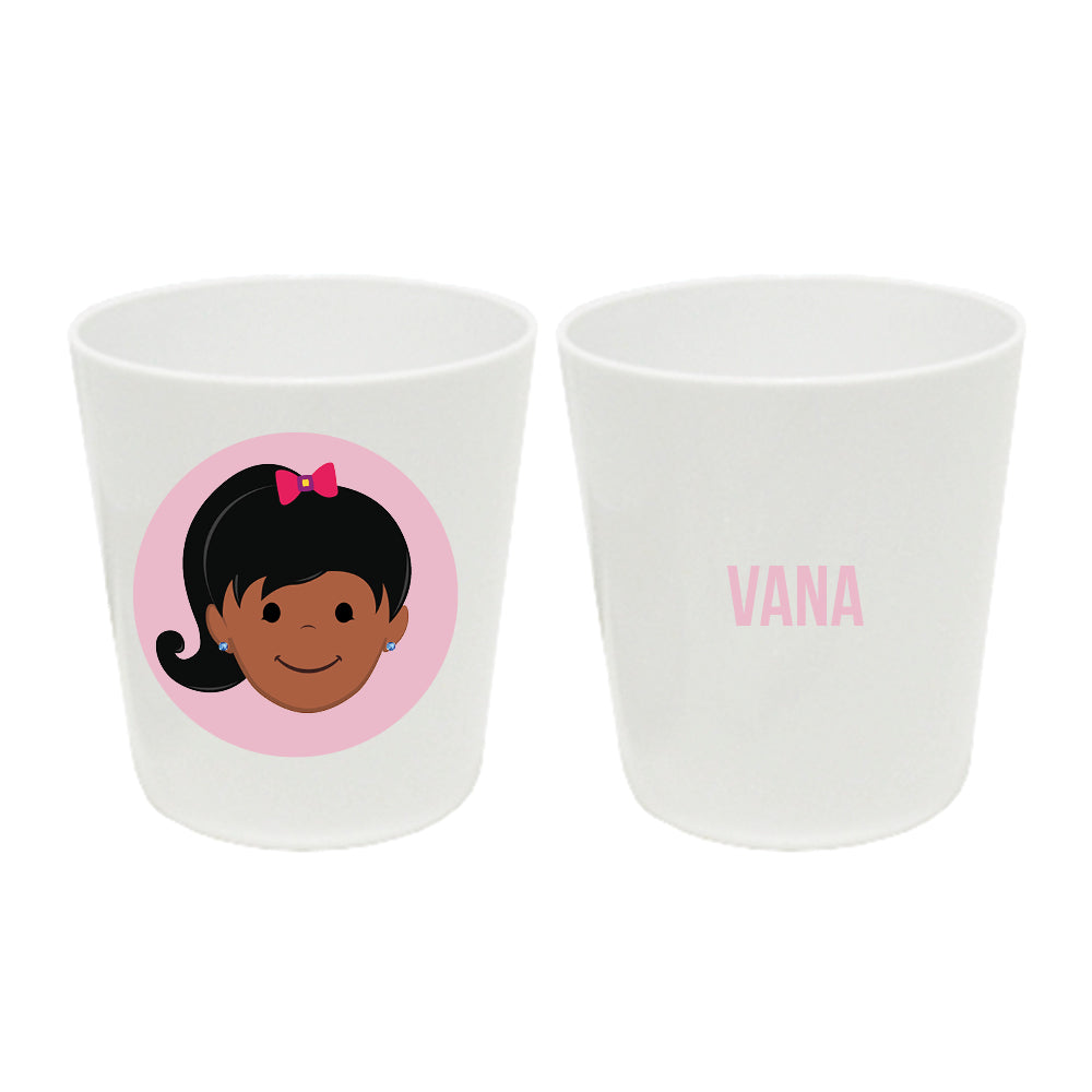 Personalized 8oz kids cup – personalised girl face with custom name | myartworkplate.com