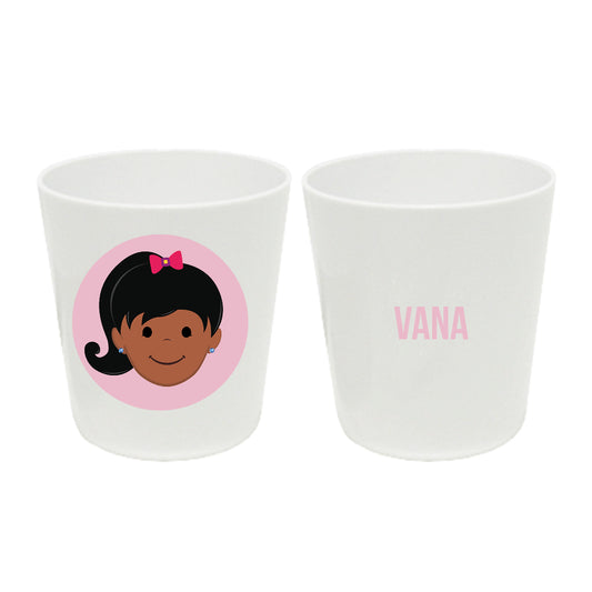 Personalized 8oz kids cup – personalised girl face with custom name | myartworkplate.com