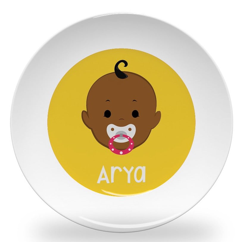 Personalized kids plate – build-a-face baby – customise features and name | myartworkplate.com