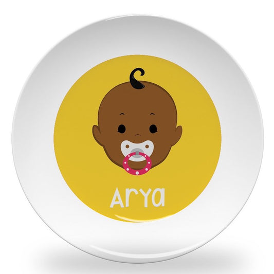 Personalized kids plate – build-a-face baby – customise features and name | myartworkplate.com