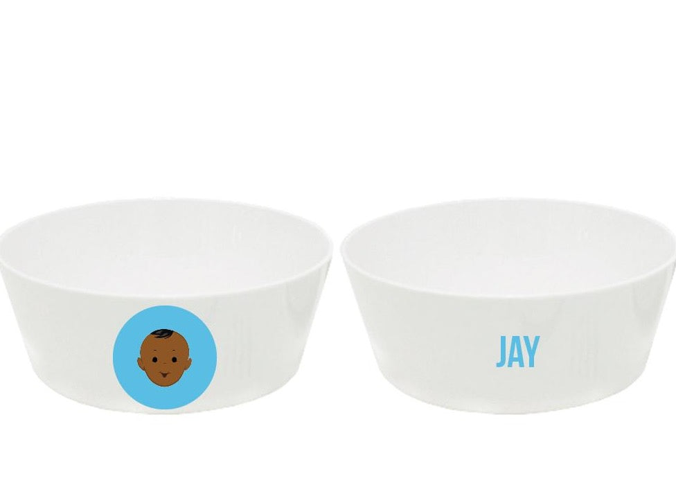 Personalized kids snack bowl – personalised baby face with custom name | myartworkplate.com