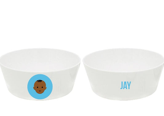 Personalized kids snack bowl – personalised baby face with custom name | myartworkplate.com