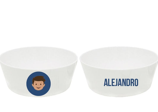 Personalized kids snack bowl – personalised boy face with custom name | myartworkplate.com