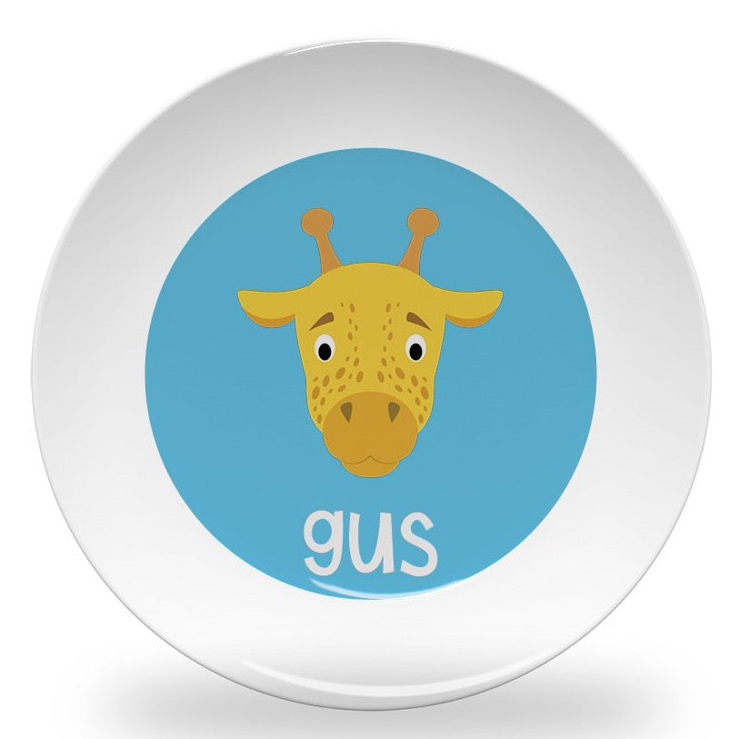 Personalized kids plate – fun animal face – choose your favourite animal | myartworkplate.com – front view