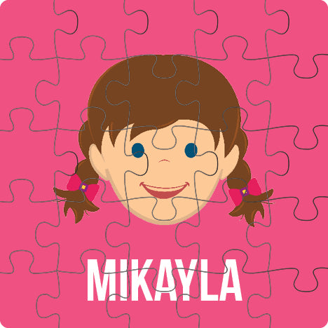 Personalized 25-piece kids jigsaw puzzle – personalised girl face with custom name | myartworkplate.com