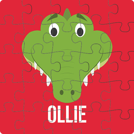 Personalized 25-piece kids jigsaw puzzle – fun animal face – choose your favourite animal | myartworkplate.com