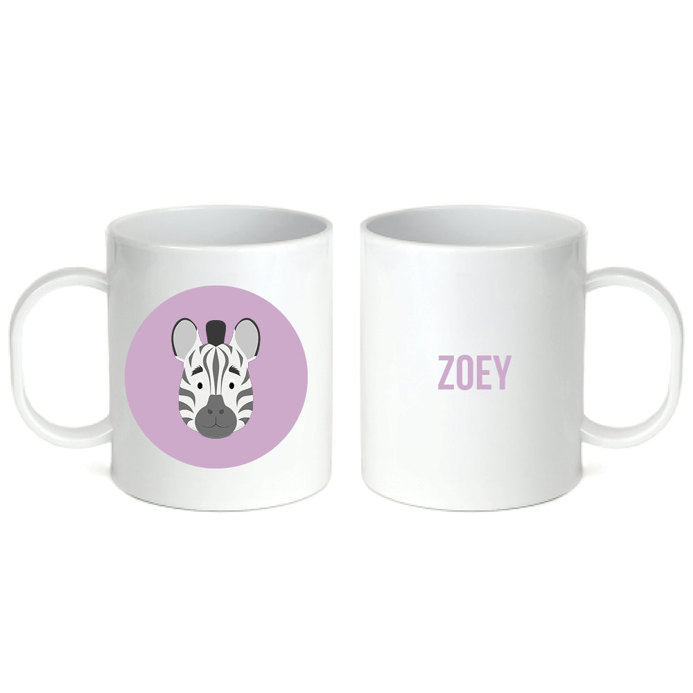 Personalized 11oz kids mug – fun animal face – choose your favourite animal | myartworkplate.com – detail close-up